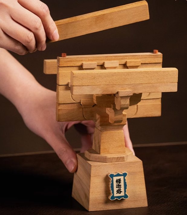 SARIHOSY Natural Wood Yingxian Wooden Tower Bucket Arch Building Block for Adults and Teenagers