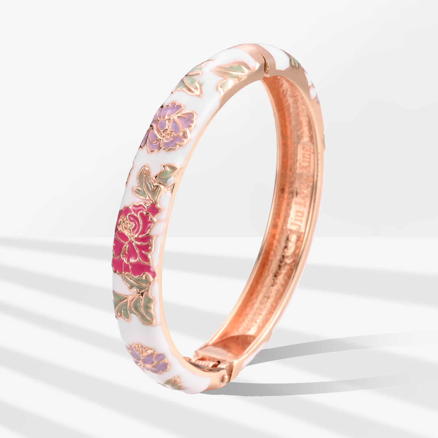 UJOY Cloisonne Bangle Colorful Painted Floral Rose Gold Bracelet Gifts for Women Girls 518105