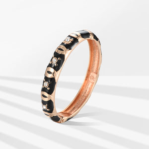 UJOY Cloisonne Bangle Rose Gold Diamond Black  Bracelet Gifts for Mom Women Girls