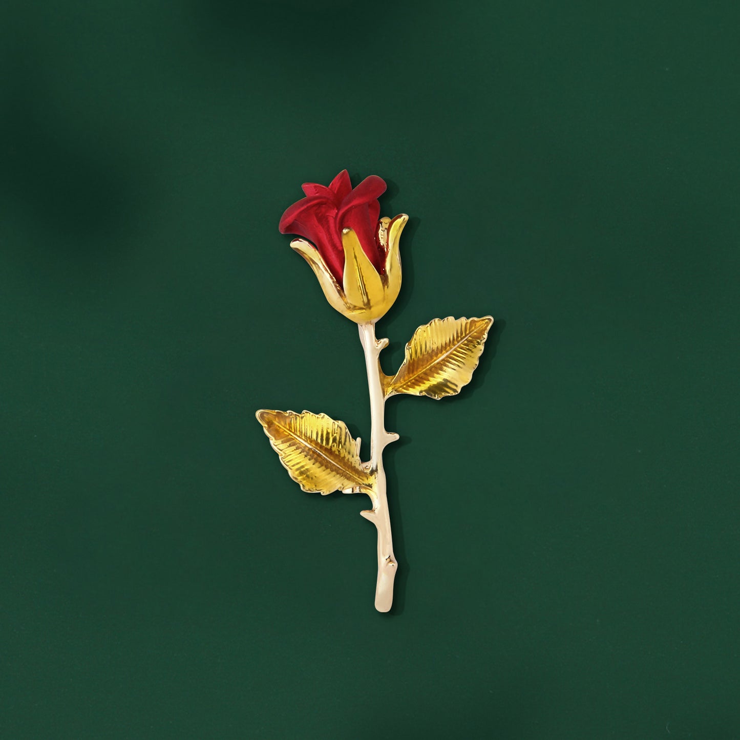 UJOY Fashionable and Beautiful Brooch with Gold Branches and Red Roses Set with Diamonds Gifts for Women Men Duaghter Teacher