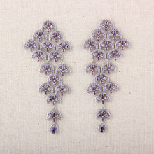 Cargar imagen en el visor de la galería, UJOY Palace-Style Cascading Drop Earrings – Silver Plated with Purple Crystal Accents