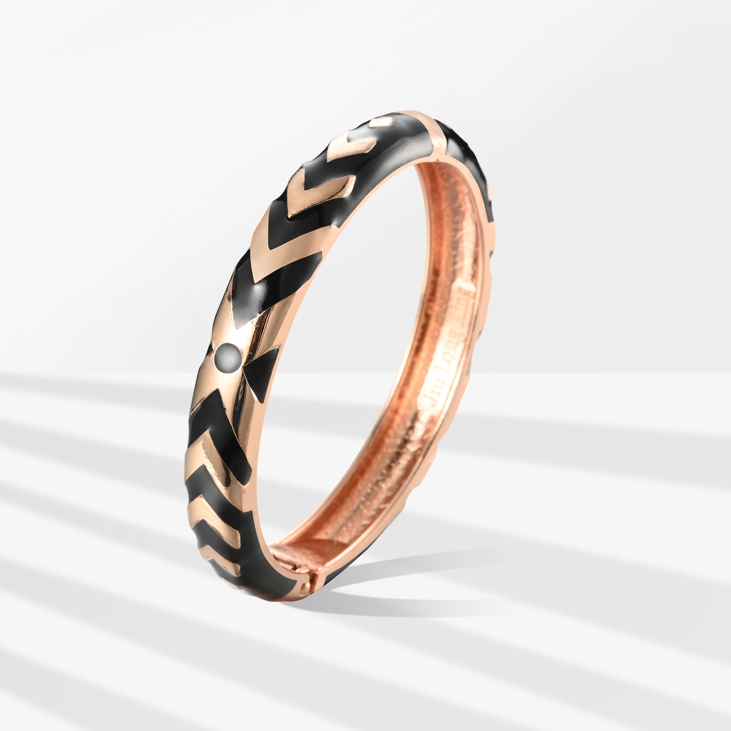 UJOY Cloisonne Bangle Black Green Gold Fashion Striped Bracelet Gifts for Mom Women Girls107105