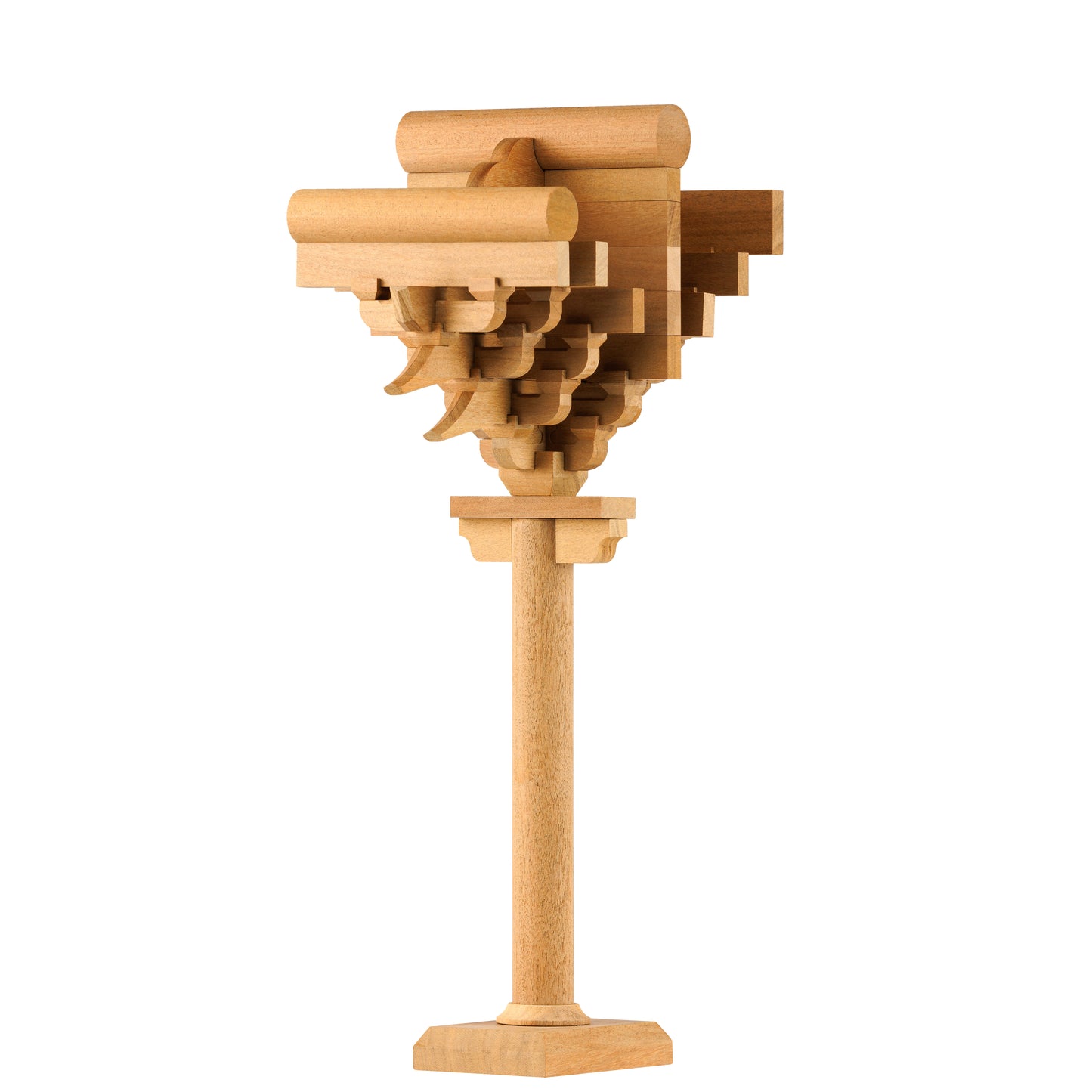 SARIHOSY Natural Wood Forbidden City Seven Steps on Dougong Building Blocks Wooden Puzzles for Adults and Teenagers