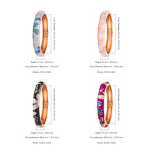Cargar imagen en el visor de la galería, UJOY Gold Plated Purple Enamel Cloisonne Bangle - Handcrafted Chinese Ethnic Floral Jewelry Gift