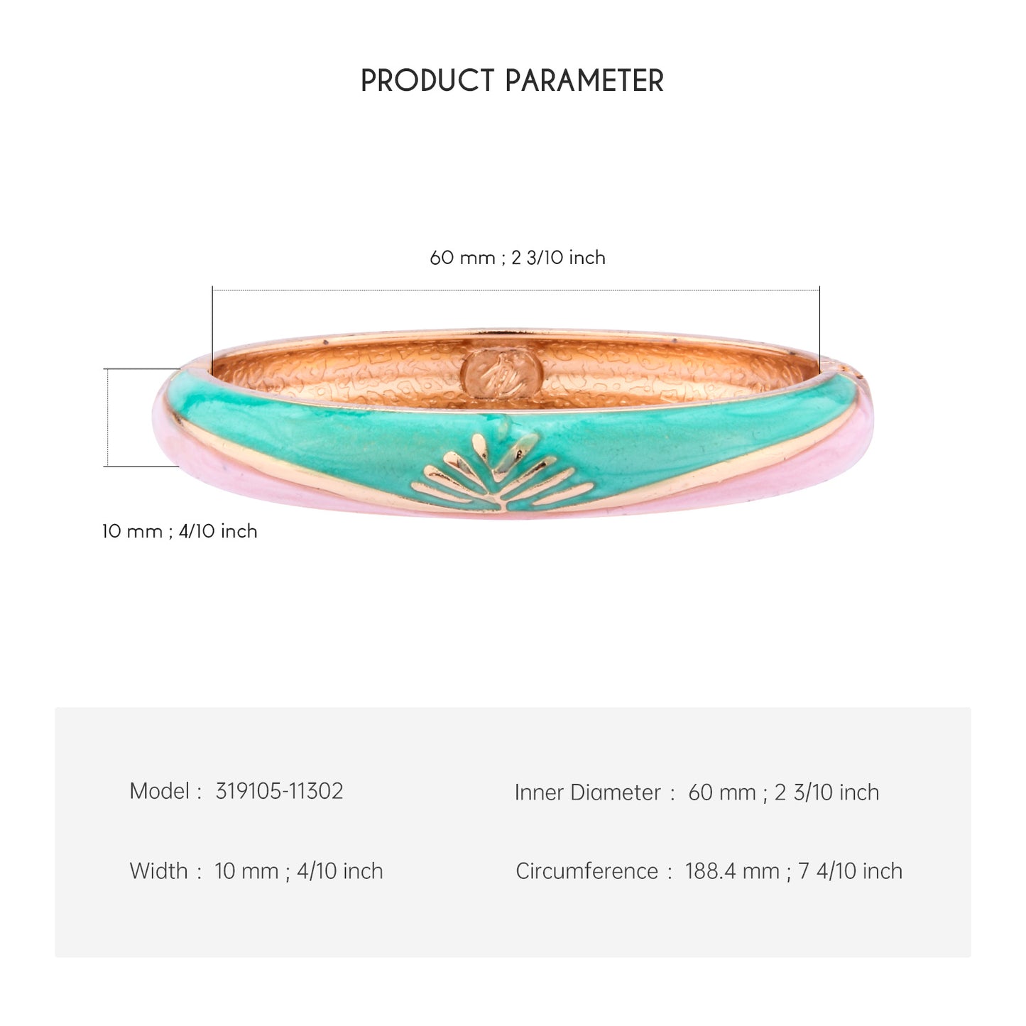 UJOY Cloisonne Bangle Pink Blue Gradient Rose Gold Bracelet Gifts for Women Girls 319105