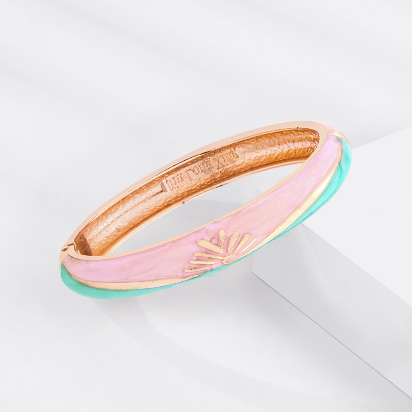 UJOY Cloisonne Bangle Pink Blue Gradient Rose Gold Bracelet Gifts for Women Girls 319105