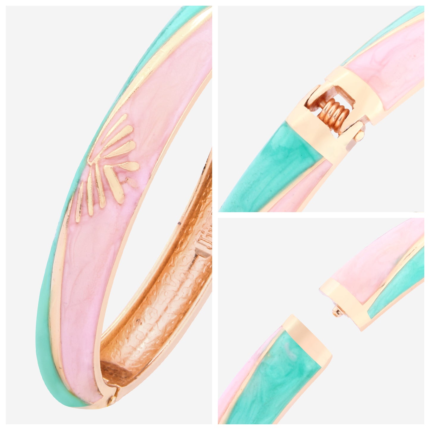 UJOY Cloisonne Bangle Pink Blue Gradient Rose Gold Bracelet Gifts for Women Girls 319105