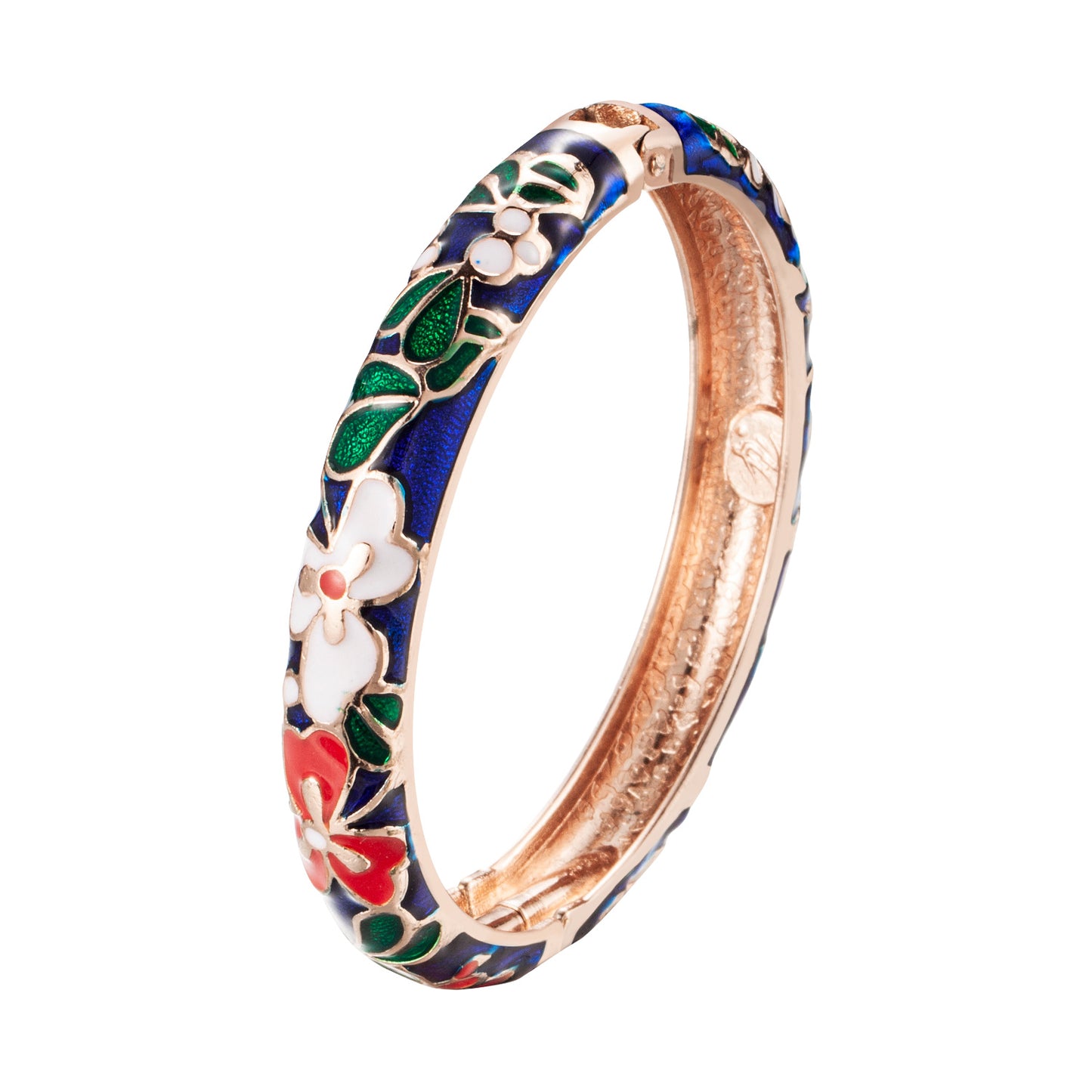 UJOY Cloisonne Bangle Colorful Flower Leaf Pattern Rose Gold Bracelet Gifts for Women Girls 322105