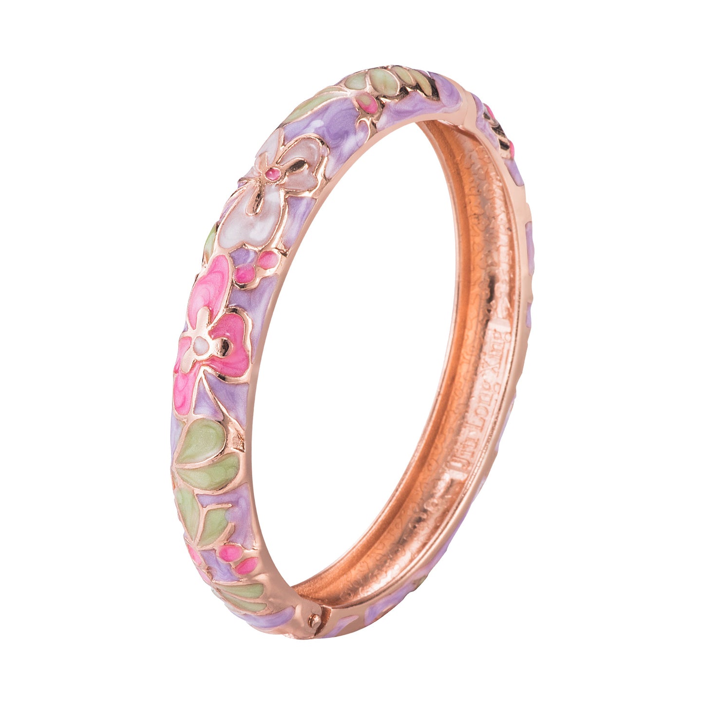 UJOY Cloisonne Bangle Colorful Flower Leaf Pattern Rose Gold Bracelet Gifts for Women Girls 322105
