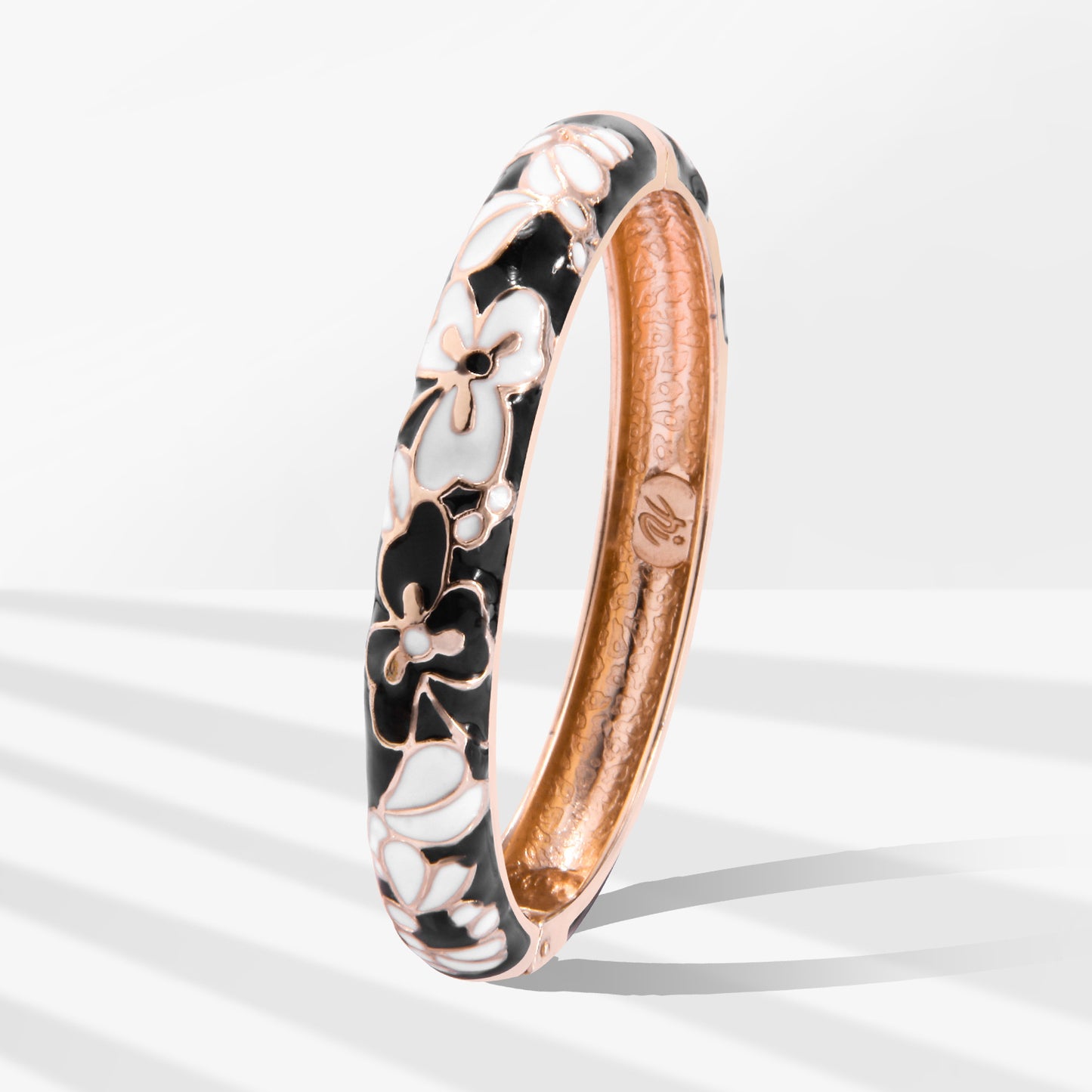 UJOY Cloisonne Bangle Colorful Flower Leaf Pattern Rose Gold Bracelet Gifts for Women Girls 322105