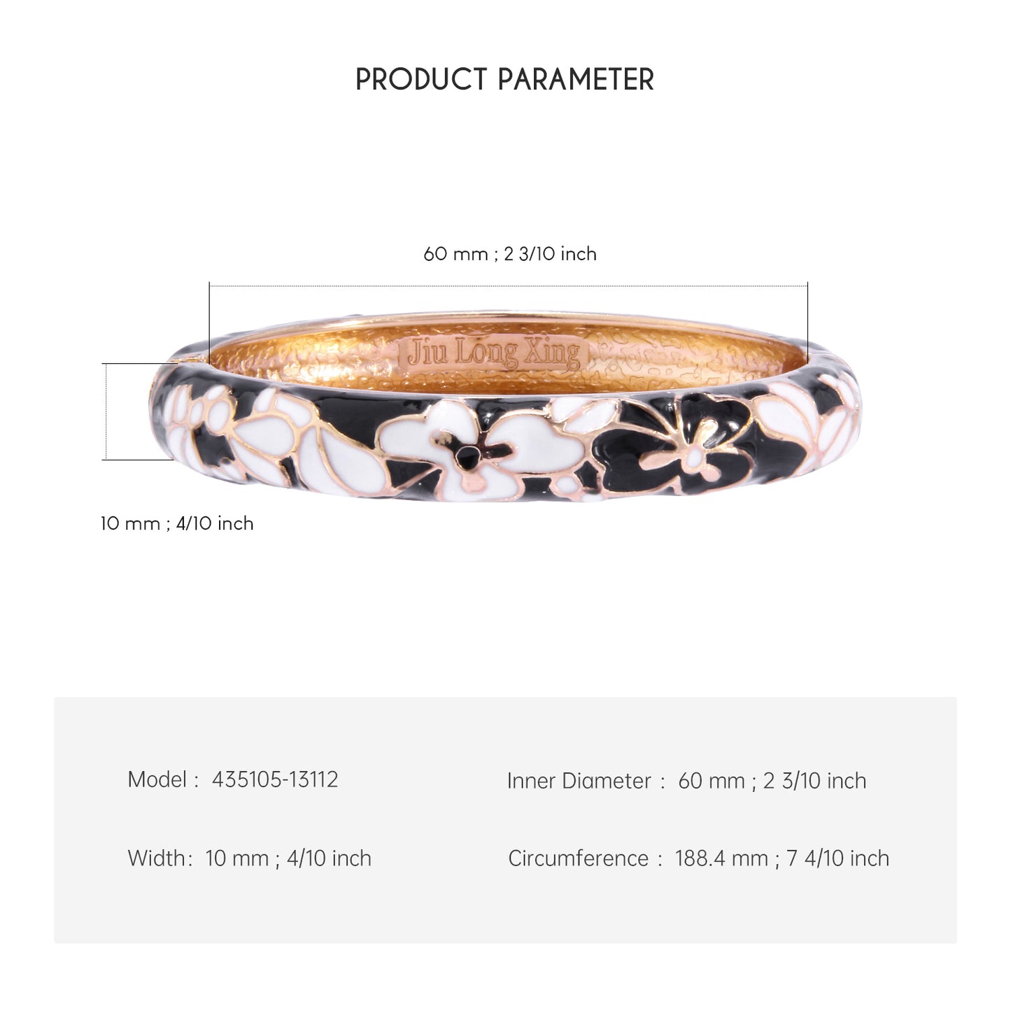UJOY Cloisonne Bangle Colorful Flower Leaf Pattern Rose Gold Bracelet Gifts for Women Girls 322105