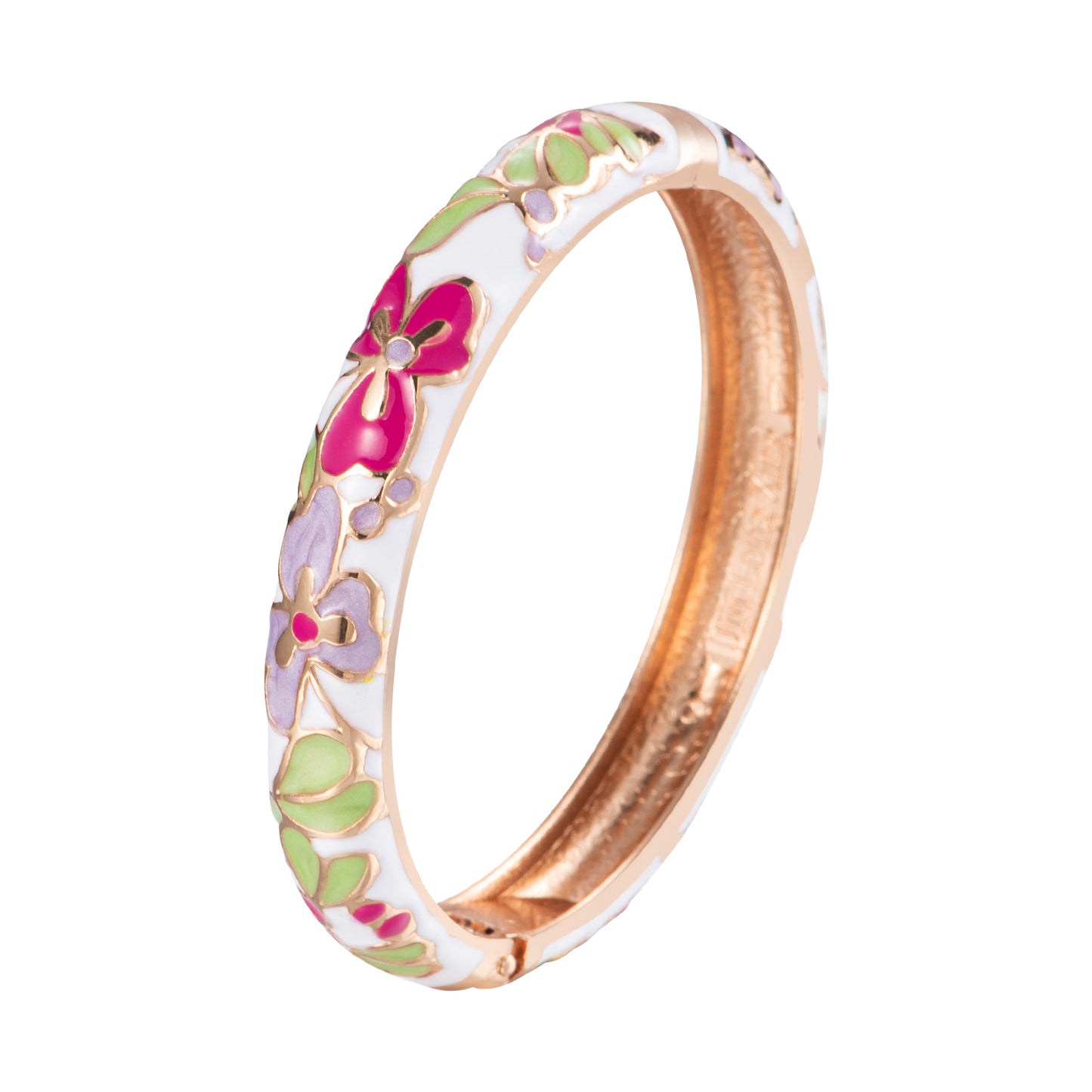 UJOY Cloisonne Bangle Colorful Flower Leaf Pattern Rose Gold Bracelet Gifts for Women Girls 322105