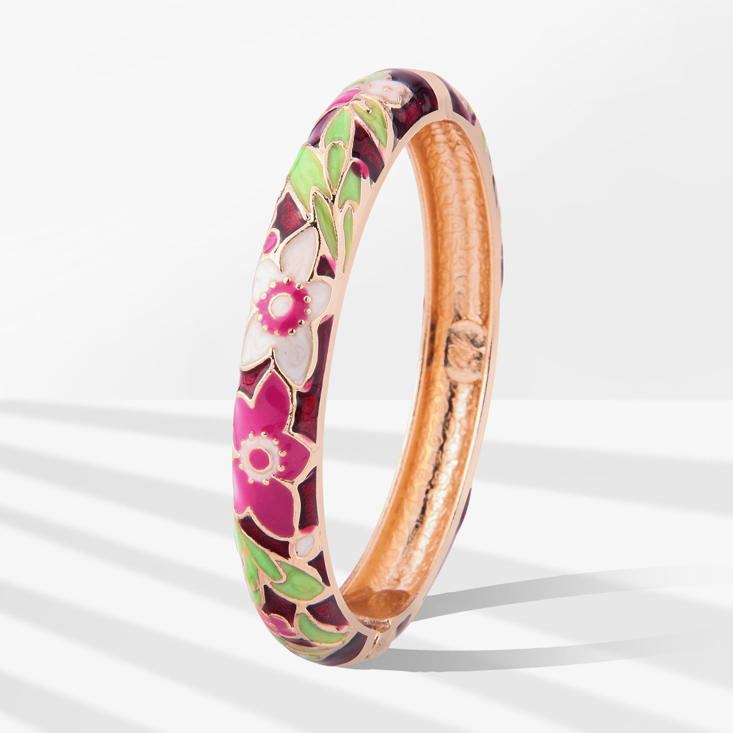 UJOY Cloisonne Bangle Colorful Floral Pattern Bracelet Gifts for Women Girls 323105