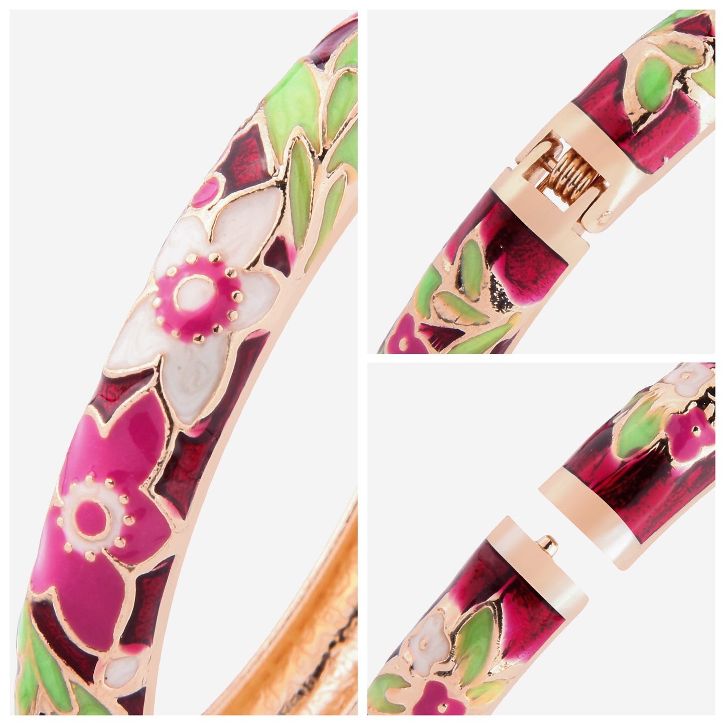 UJOY Cloisonne Bangle Colorful Floral Pattern Bracelet Gifts for Women Girls 323105