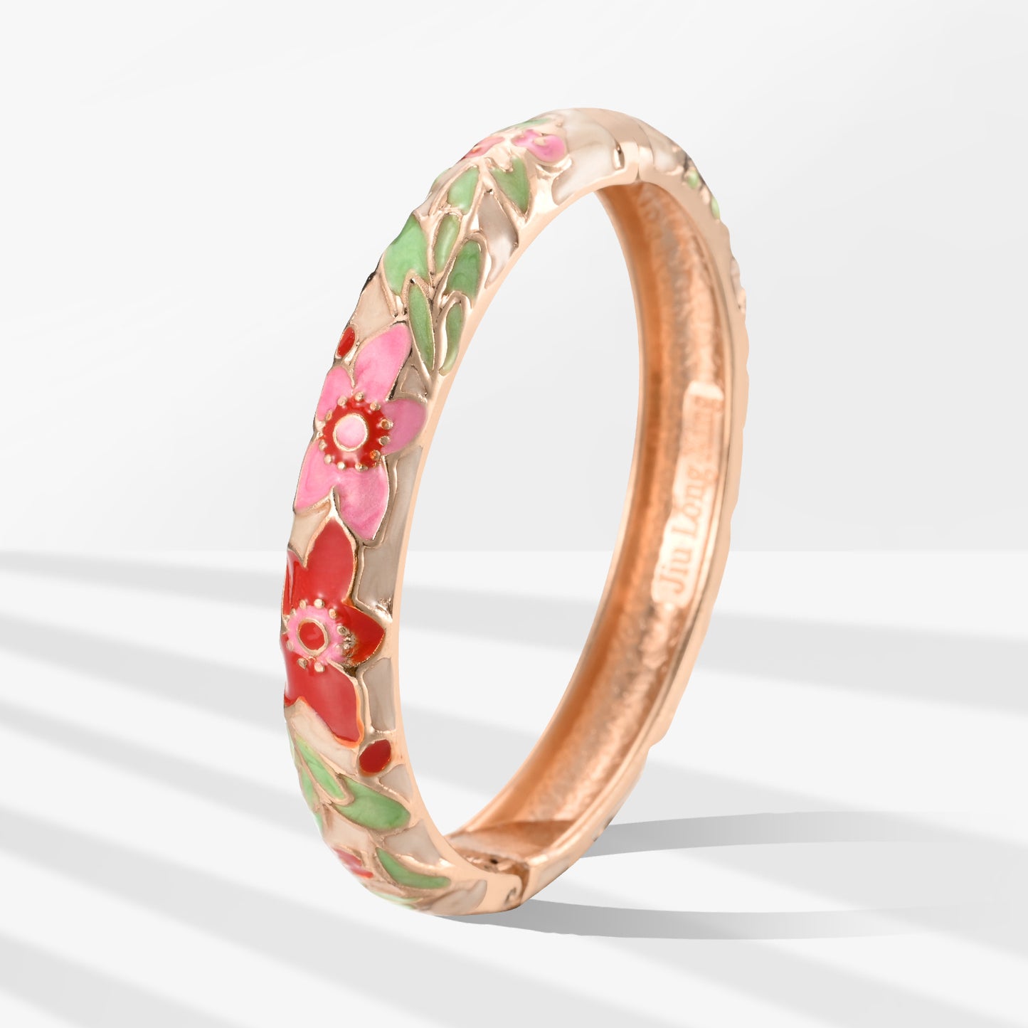 UJOY Cloisonne Bangle Colorful Floral Pattern Bracelet Gifts for Women Girls 323105