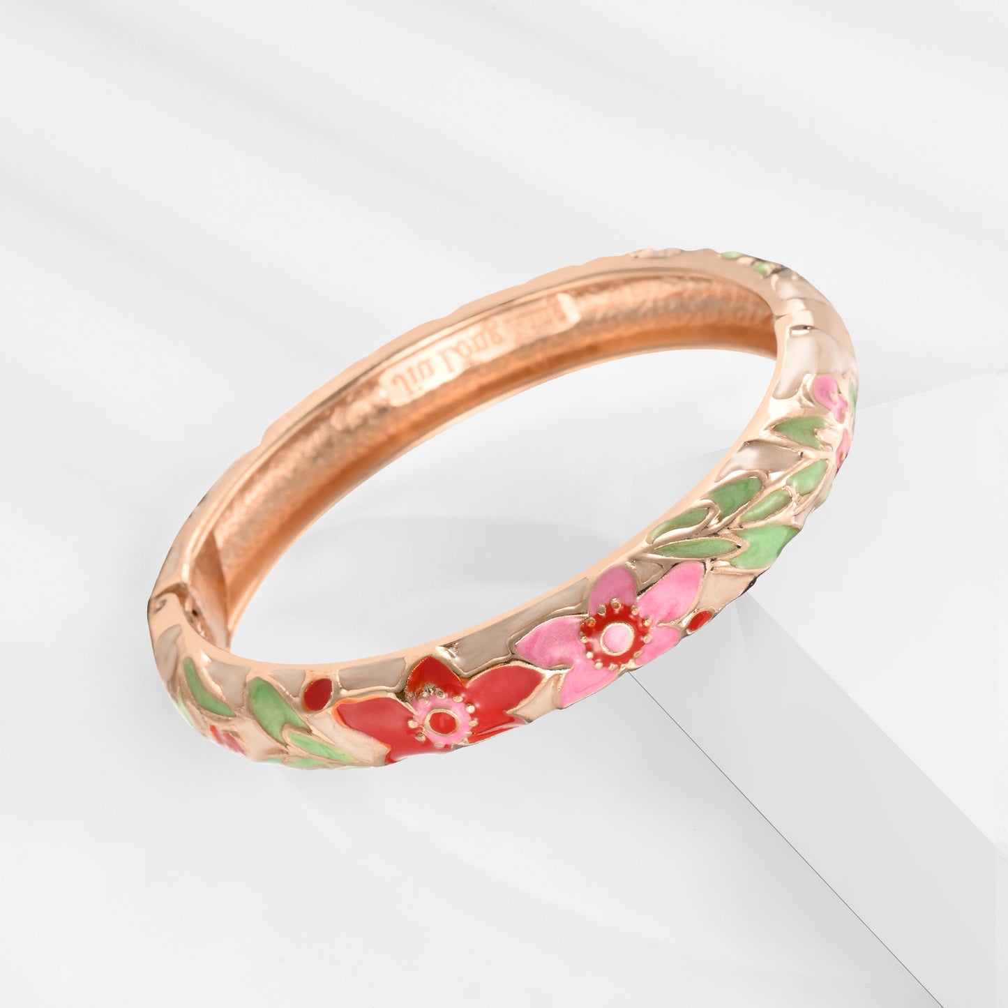 UJOY Cloisonne Bangle Colorful Floral Pattern Bracelet Gifts for Women Girls 323105