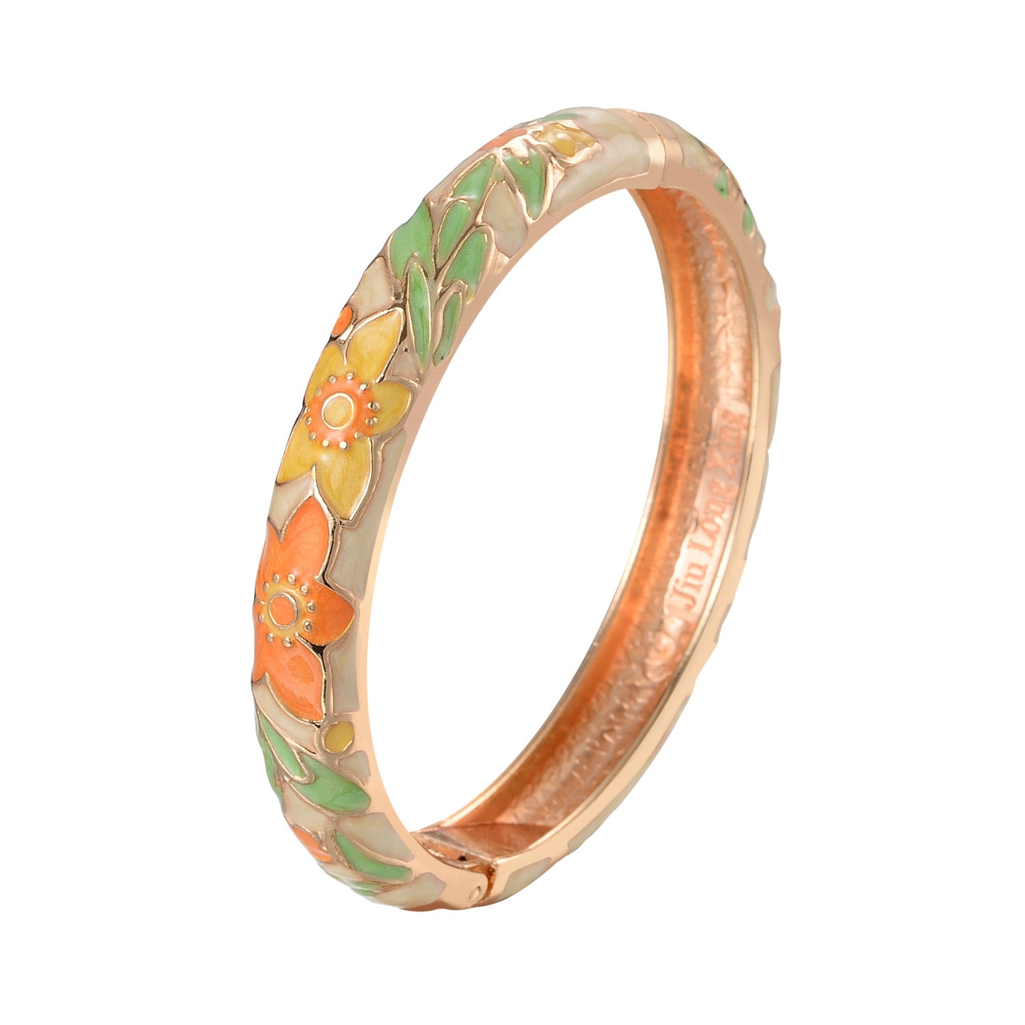 UJOY Cloisonne Bangle Colorful Floral Pattern Bracelet Gifts for Women Girls 323105