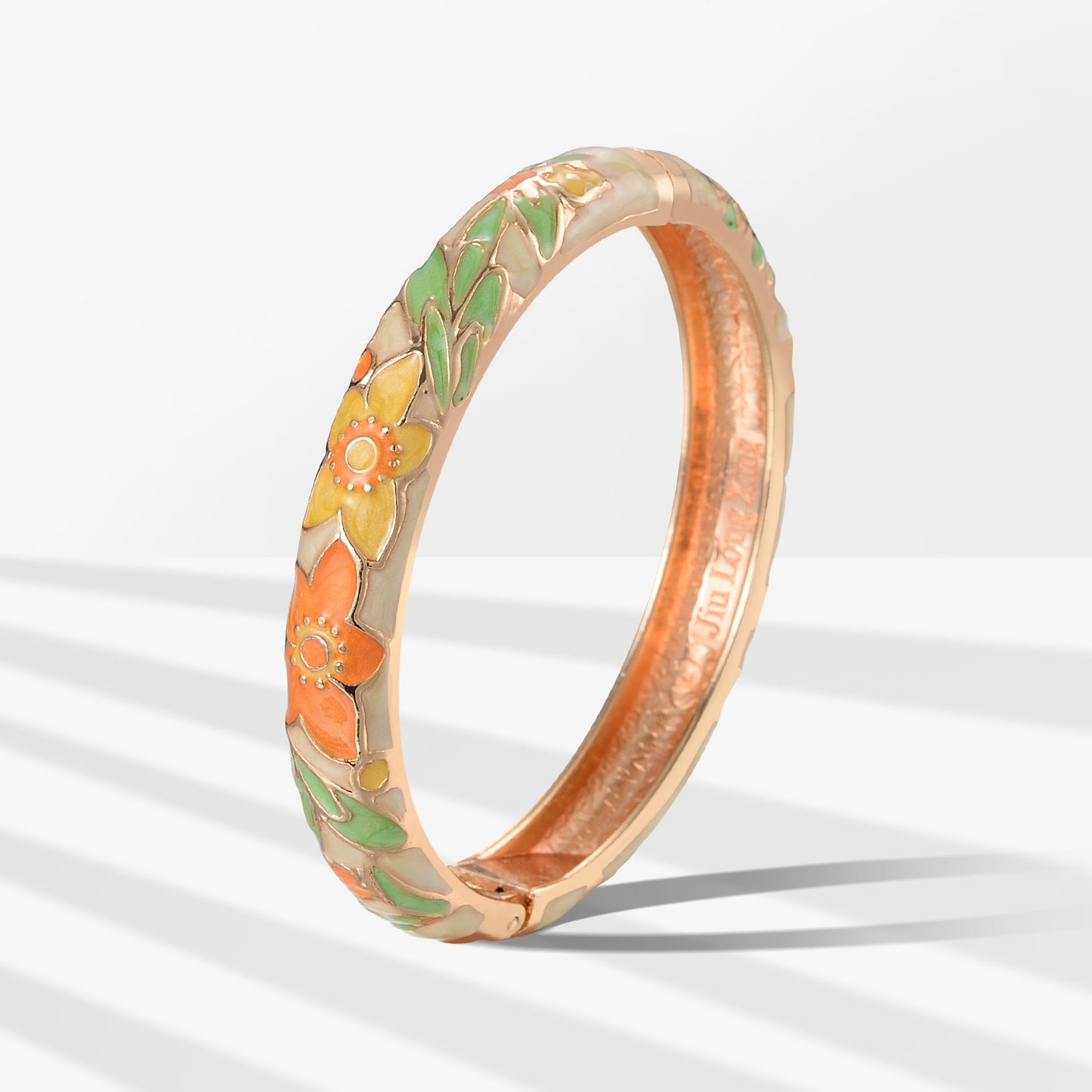 UJOY Cloisonne Bangle Colorful Floral Pattern Bracelet Gifts for Women Girls 323105