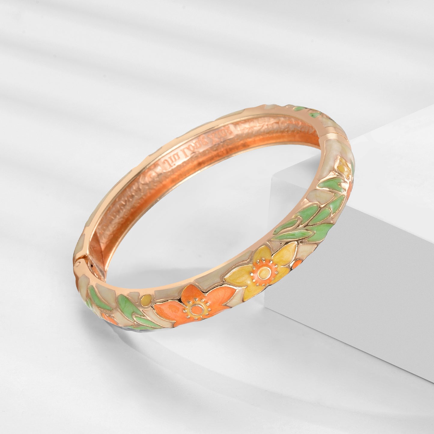 UJOY Cloisonne Bangle Colorful Floral Pattern Bracelet Gifts for Women Girls 323105