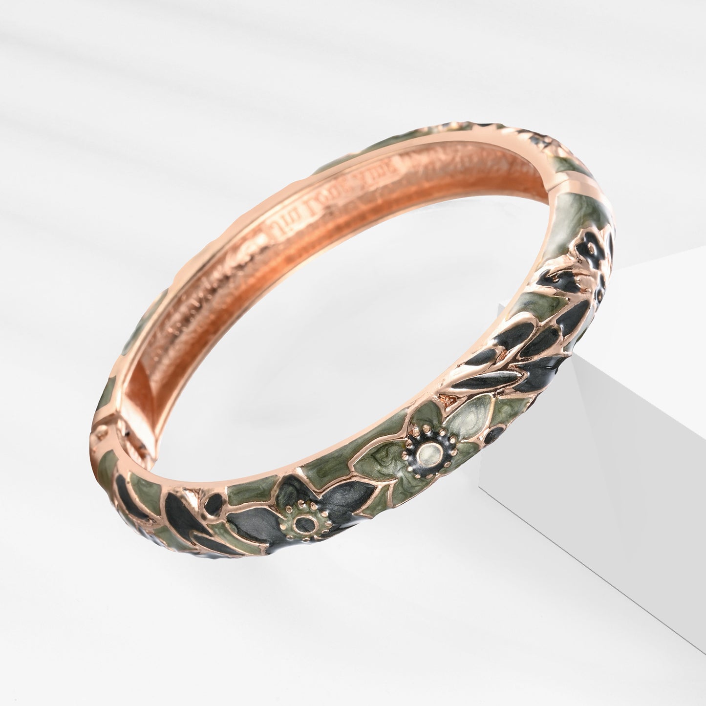 UJOY Cloisonne Bangle Colorful Floral Pattern Bracelet Gifts for Women Girls 323105