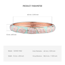 Load image into Gallery viewer, UJOY Cloisonne Bangle Mint Green Pure White Enamel Floral Rose Gold Bangle Gifts for Women Girls 324105
