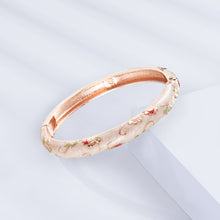 Load image into Gallery viewer, UJOY Cloisonne Bangle Colorful Painted Floral Rose Gold Bracelet Gifts for Women Girls 325085