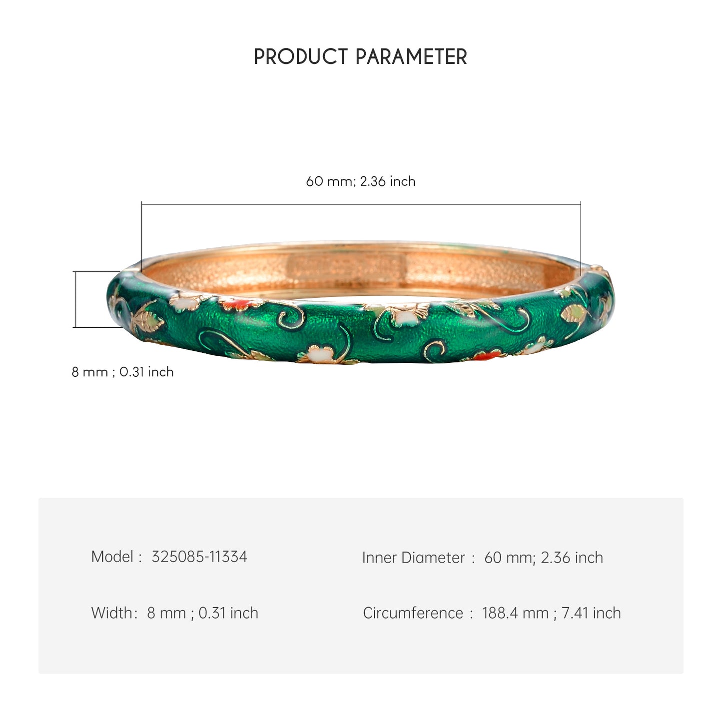 UJOY Cloisonne Bangle Colorful Painted Floral Rose Gold Bracelet Gifts for Women Girls 325085