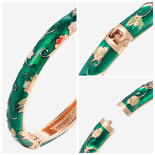 Load image into Gallery viewer, UJOY Cloisonne Bangle Colorful Painted Floral Rose Gold Bracelet Gifts for Women Girls 325085