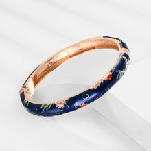 Load image into Gallery viewer, UJOY Cloisonne Bangle Colorful Painted Floral Rose Gold Bracelet Gifts for Women Girls 325085