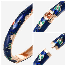 Load image into Gallery viewer, UJOY Cloisonne Bangle Colorful Painted Floral Rose Gold Bracelet Gifts for Women Girls 325085