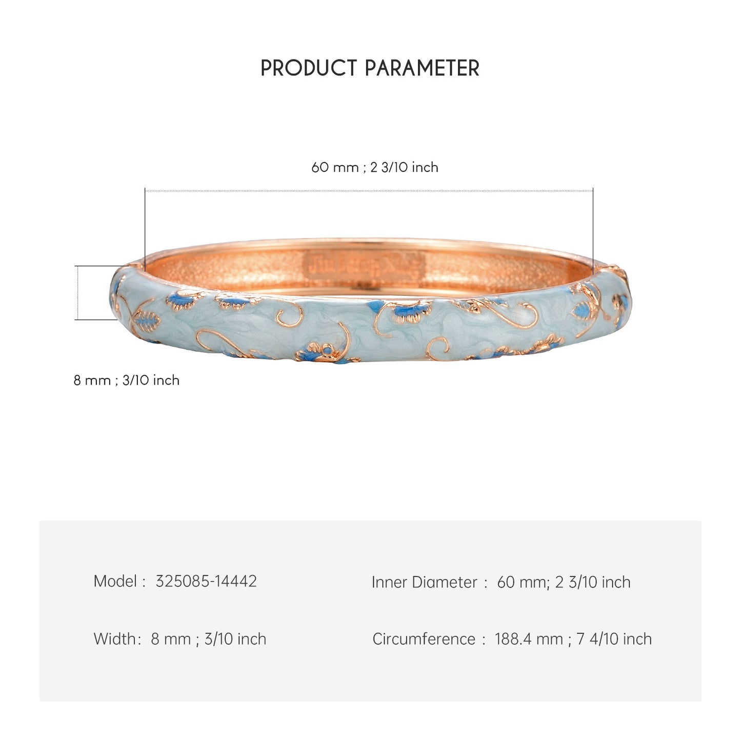 UJOY Cloisonne Bangle Colorful Painted Floral Rose Gold Bracelet Gifts for Women Girls 325085