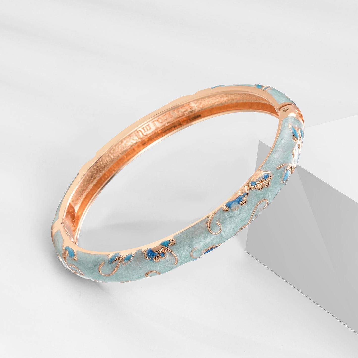 UJOY Cloisonne Bangle Colorful Painted Floral Rose Gold Bracelet Gifts for Women Girls 325085