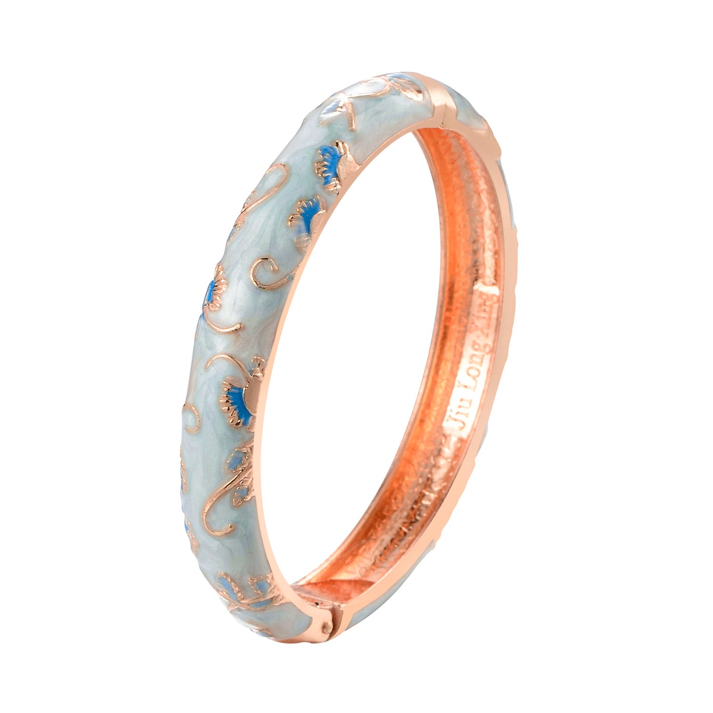 UJOY Cloisonne Bangle Sky Blue Bracelet with Gold Trim Gifts for Women Girls