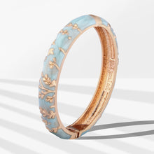 Load image into Gallery viewer, UJOY Cloisonne Bangle Light Blue Gold Butterfly Rose Gold Bracelet Gifts for Women Girls