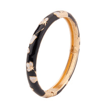Cargar imagen en el visor de la galería, Pink Floral Cloisonne Enamel Hinged Bangle - Rose Gold Plated Zinc Alloy Chinese Bracelet for Women