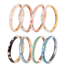 Cargar imagen en el visor de la galería, Pink Floral Cloisonne Enamel Hinged Bangle - Rose Gold Plated Zinc Alloy Chinese Bracelet for Women