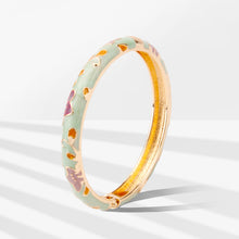 Load image into Gallery viewer, UJOY Vintage Cloisonne Bangle Bracelet for Women, Blue Floral Enamel Rose Gold Plated Bracelet, Retro Ethnic Style Jewelry Gift
