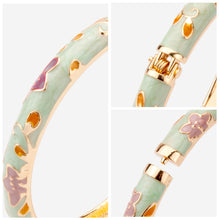 Load image into Gallery viewer, UJOY Vintage Cloisonne Bangle Bracelet for Women, Blue Floral Enamel Rose Gold Plated Bracelet, Retro Ethnic Style Jewelry Gift