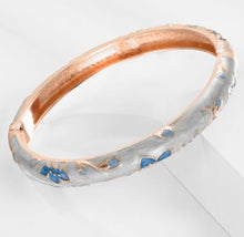 Load image into Gallery viewer, UJOY Vintage Cloisonne Bangle Bracelet for Women, Blue Floral Enamel Rose Gold Plated Bracelet, Retro Ethnic Style Jewelry Gift