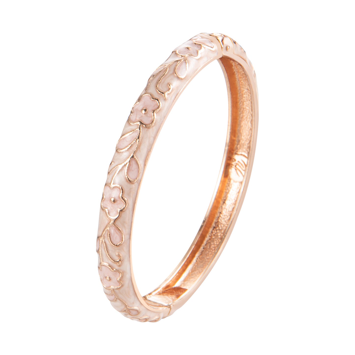 UJOY Cloisonne Bangle Rose Gold Engraved Floral Pattern Bracelet Gifts for Women Girls