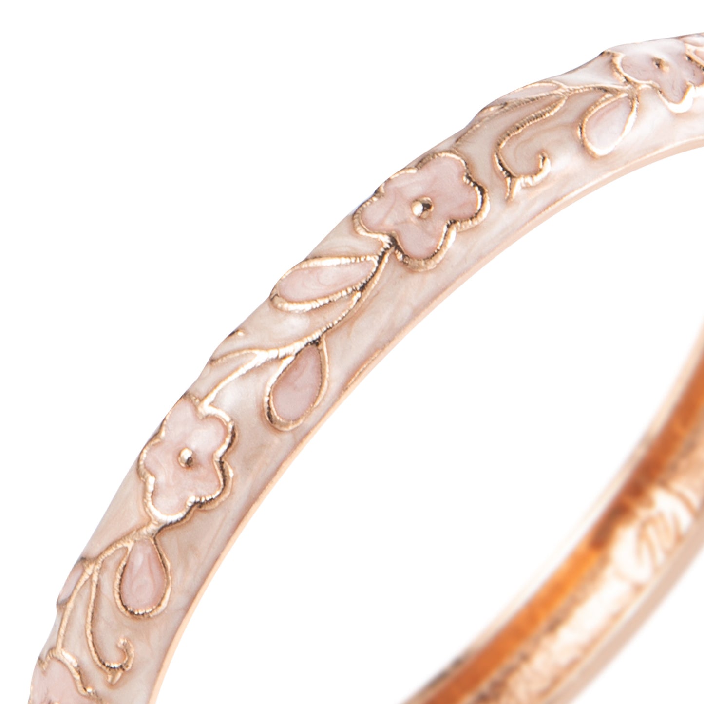 UJOY Cloisonne Bangle Rose Gold Engraved Floral Pattern Bracelet Gifts for Women Girls