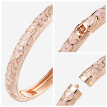 Cargar imagen en el visor de la galería, UJOY Cloisonne Bangle Rose Gold Engraved Floral Pattern Bracelet Gifts for Women Girls