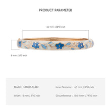 Load image into Gallery viewer, UJOY Gold Plated Blue Floral Cuff Bracelet – Zinc Alloy Flower Jewelry for Women