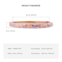 Load image into Gallery viewer, UJOY Vintage Purple Enamel Flower Bracelet – Gold Tone Zinc Alloy Cuff Bangle