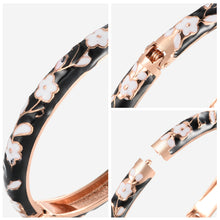 Load image into Gallery viewer, UJOY Handmade Gold Plated Black Base White Floral Cuff – Zinc Alloy Flower Bracelet Gift for Women