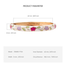 Load image into Gallery viewer, UJOY Traditional Cloisonné Enamel Floral Bracelet – Gold Plated White Cuff Bangle Gift for Her
