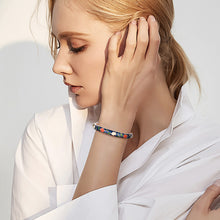 Load image into Gallery viewer, UJOY Vintage Blue Cloisonne Enamel Bangle - Rose Gold Plated Zinc Alloy Stackable Fashion Bracelet