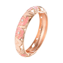 Load image into Gallery viewer, UJOY Cloisonne Bangle Colorful Painted Floral Rose Gold Bracelet Gifts for Women Girls 356145