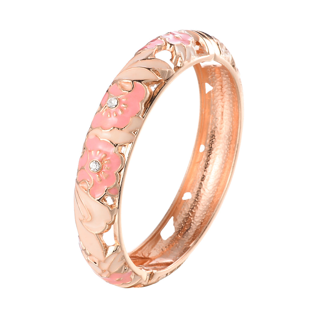 UJOY Cloisonne Bangle Colorful Painted Floral Rose Gold Bracelet Gifts for Women Girls 356145