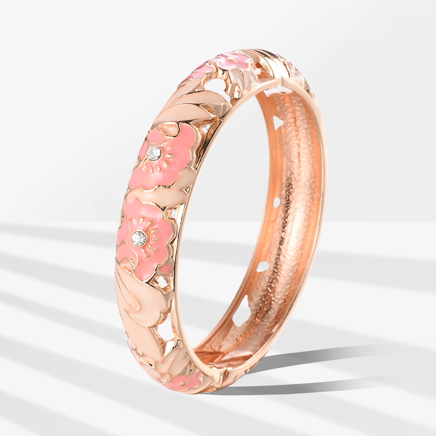 UJOY Cloisonne Bangle Colorful Painted Floral Rose Gold Bracelet Gifts for Women Girls 356145